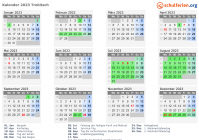 Kalender 2023 mit Ferien und Feiertagen Trebitsch