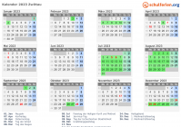 Kalender 2023 mit Ferien und Feiertagen Zwittau