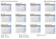 Kalender 2024 mit Ferien und Feiertagen Äquatorialguinea