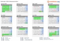 Kalender 2024 mit Ferien und Feiertagen Westaustralien