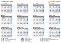 Kalender  mit Ferien und Feiertagen Benin