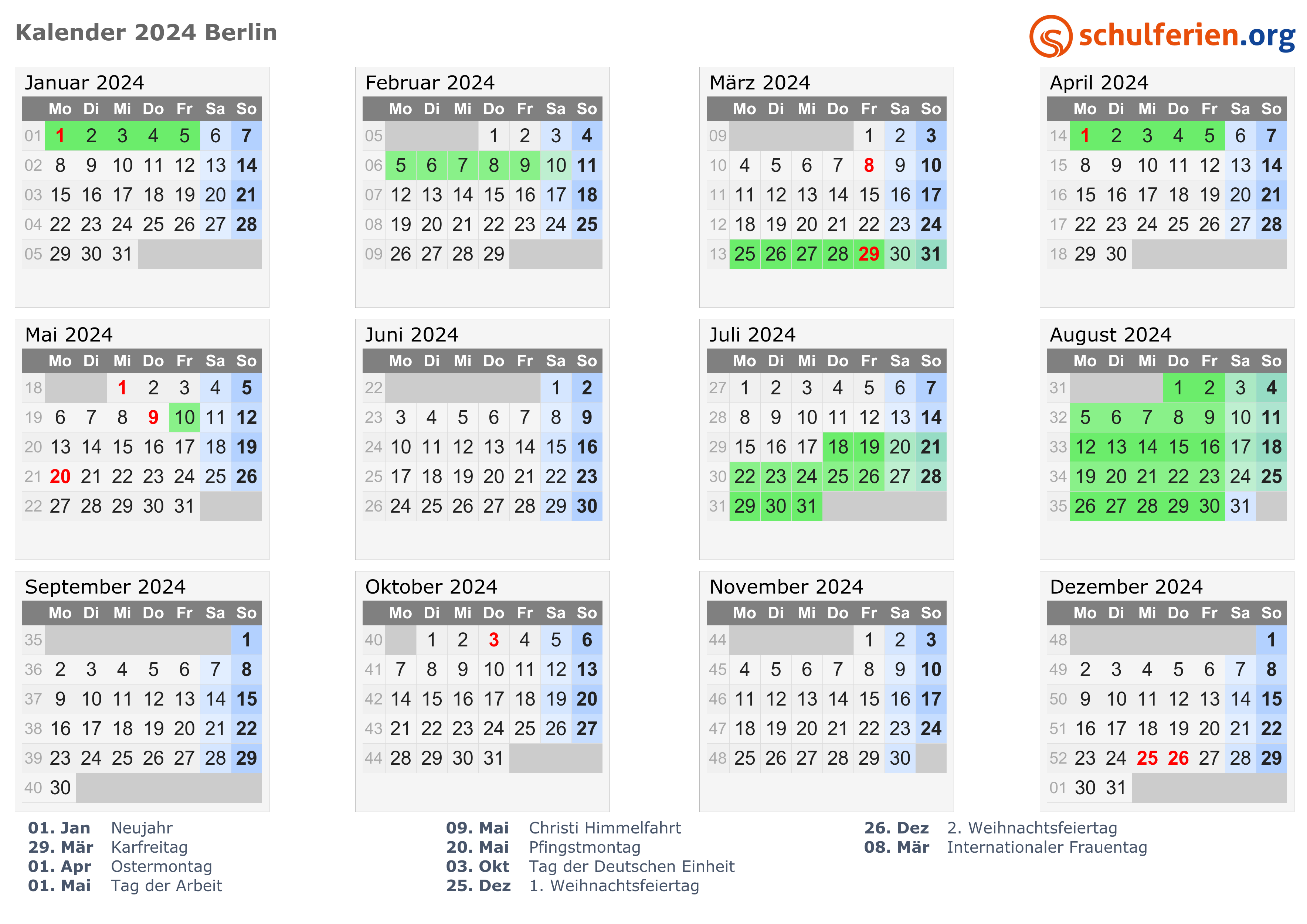 Kalender 2024 Berlin Quer 