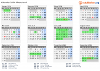 Kalender 2024 mit Ferien und Feiertagen Albertslund