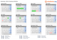 Kalender 2024 mit Ferien und Feiertagen Faaborg-Midtfyn