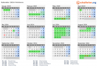 Kalender 2024 mit Ferien und Feiertagen Hvidovre