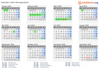 Kalender 2024 mit Ferien und Feiertagen Mariagerfjord