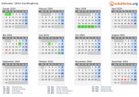 Kalender 2024 mit Ferien und Feiertagen Vordingborg