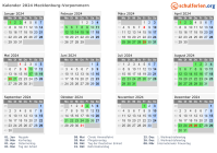 Kalender 2024 mit Ferien und Feiertagen Mecklenburg-Vorpommern
