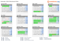 Kalender 2024 mit Ferien und Feiertagen Rheinland-Pfalz