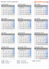 Kalender 2024 mit Ferien und Feiertagen Guatemala