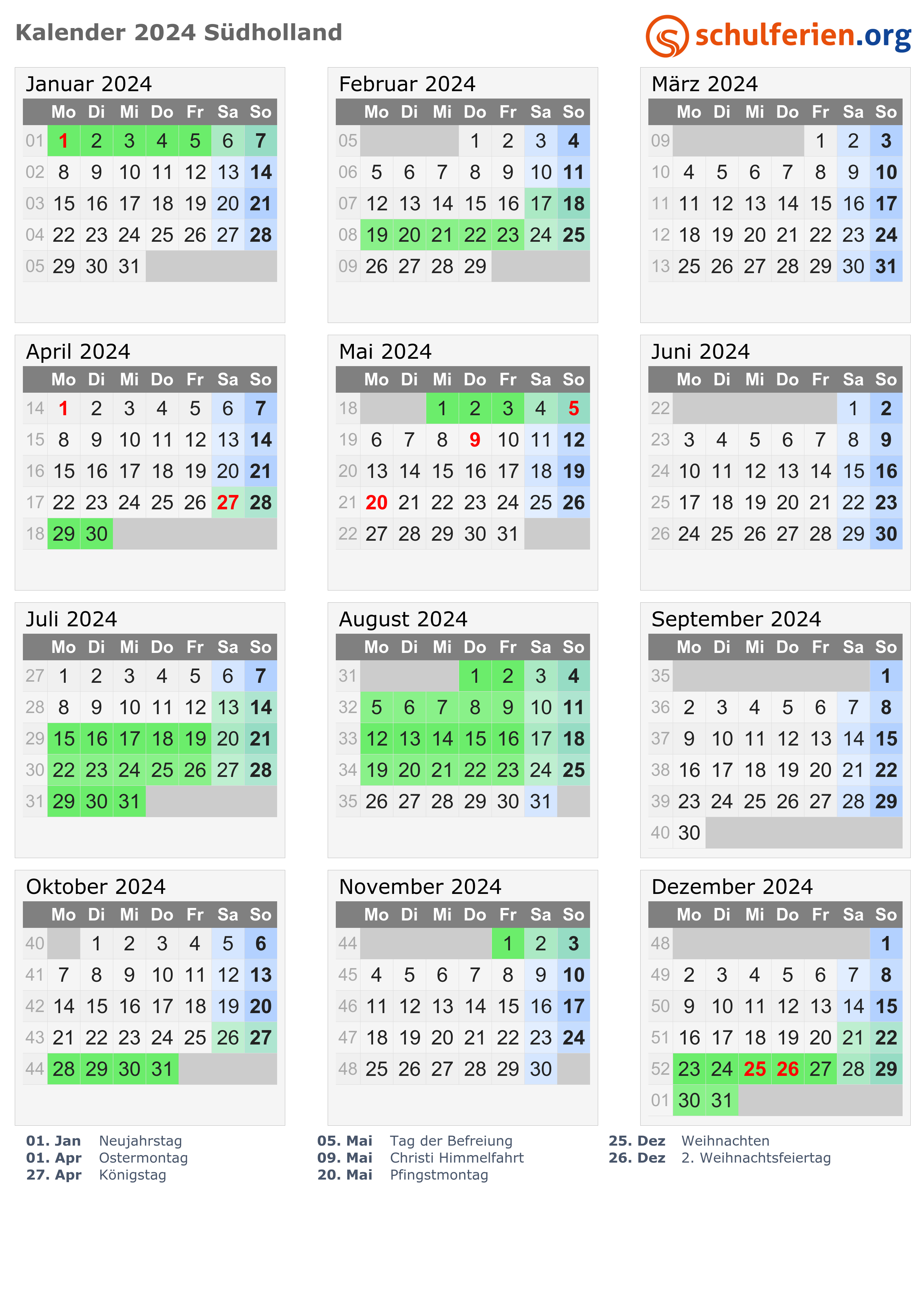 Kalender 2024 Südholland