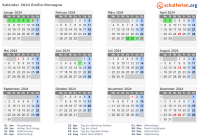 Kalender 2024 mit Ferien und Feiertagen Emilia-Romagna