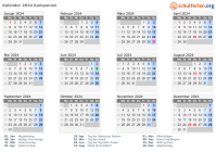 Kalender 2024 mit Ferien und Feiertagen Kampanien