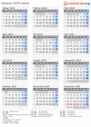 Kalender 2024 mit Ferien und Feiertagen Litauen