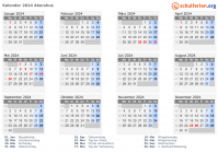 Kalender 2024 mit Ferien und Feiertagen Akershus