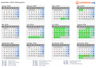 Kalender 2024 mit Ferien und Feiertagen Kleinpolen