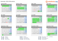 Kalender 2024 mit Ferien und Feiertagen Nidwalden
