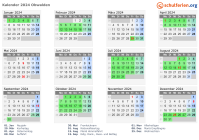 Kalender 2024 mit Ferien und Feiertagen Obwalden