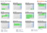 Kalender 2024 mit Ferien und Feiertagen Thurgau