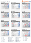 Kalender 2024 mit Ferien und Feiertagen Spanien