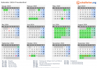 Kalender 2024 mit Ferien und Feiertagen Freudenthal
