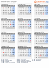 Kalender  mit Ferien und Feiertagen Uruguay