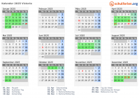 Kalender 2025 mit Ferien und Feiertagen Victoria