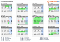 Kalender 2025 mit Ferien und Feiertagen Odder
