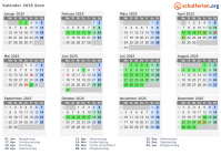 Kalender 2025 mit Ferien und Feiertagen Sorø