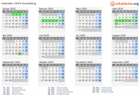 Kalender 2025 mit Ferien und Feiertagen Svendborg
