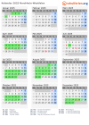 Kalender 2025 mit Ferien und Feiertagen Nordrhein-Westfalen