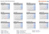 Kalender 2025 mit Ferien und Feiertagen Elfenbeinküste