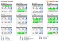 Kalender 2025 mit Ferien und Feiertagen Créteil