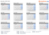 Kalender 2025 mit Ferien und Feiertagen Haiti
