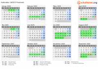 Kalender 2025 mit Ferien und Feiertagen Friesland