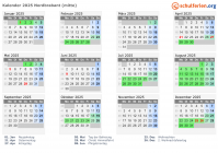 Kalender 2025 mit Ferien und Feiertagen Nordbrabant (mitte)