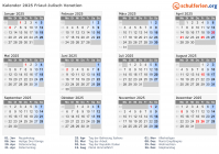 Kalender 2025 mit Ferien und Feiertagen Friaul-Julisch Venetien
