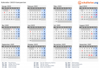 Kalender 2025 mit Ferien und Feiertagen Kampanien