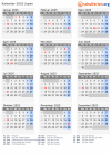 Kalender 2025 mit Ferien und Feiertagen Japan
