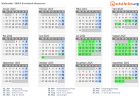 Kalender 2025 mit Ferien und Feiertagen Ermland-Masuren