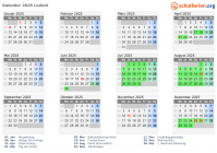 Kalender 2025 mit Ferien und Feiertagen Lodsch