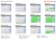 Kalender 2025 mit Ferien und Feiertagen Oppeln