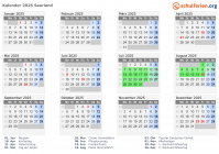 Kalender 2025 mit Ferien und Feiertagen Saarland
