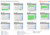 Kalender 2025 mit Ferien und Feiertagen Appenzell Innerrhoden