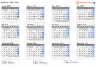 Kalender 2025 mit Ferien und Feiertagen Genf