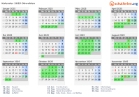 Kalender 2025 mit Ferien und Feiertagen Obwalden