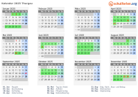 Kalender 2025 mit Ferien und Feiertagen Thurgau