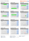 Kalender 2025 mit Ferien und Feiertagen Wallis