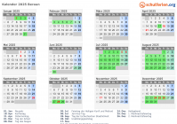 Kalender 2025 mit Ferien und Feiertagen Beraun