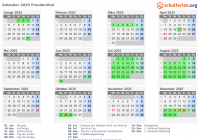 Kalender 2025 mit Ferien und Feiertagen Freudenthal